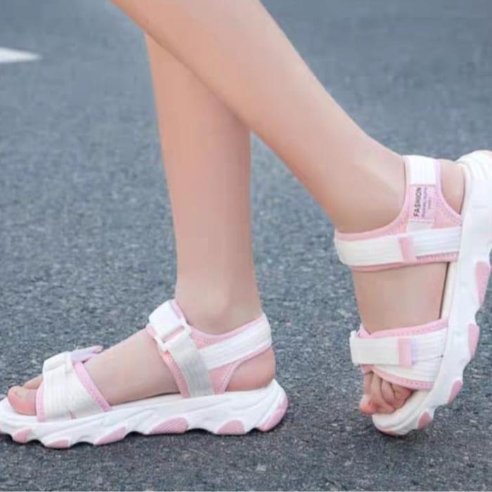 - Sandal Gunung Anak Perempuan Hak Tinggi 5 cm Model Double Tali Velcro Kekinian AP 09