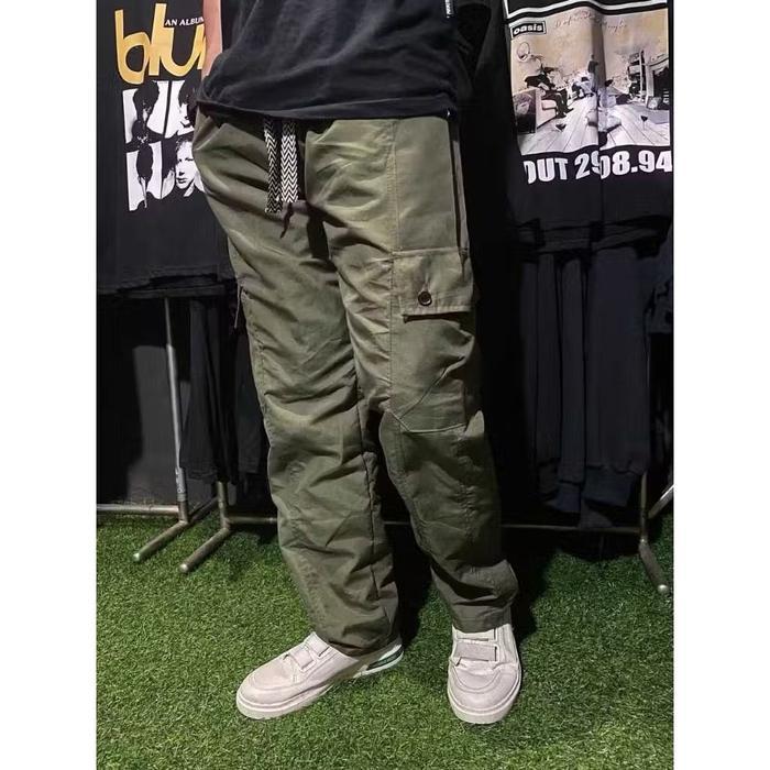 FLASH SALE Celana Panjang Kargo Pria Wanita Dewasa Santai Karet Katun Nyaman Hitam Army Celana