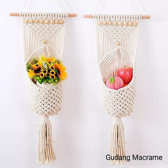Macrame pot bunga kering aesthetic / Pot bunga hias / Pot bunga viral / Pot bunga plastik / Pot