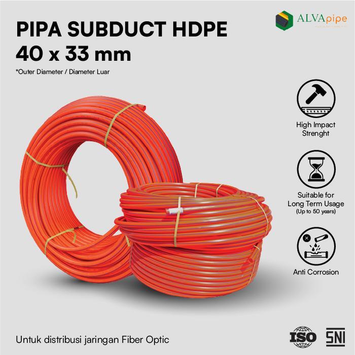 Pipa Telecommunication Subduct HDPE 40x33 mm Orange Strip Biru