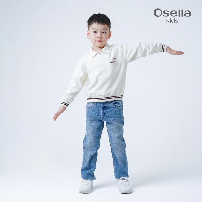 DISKON Osella Kids Half Zip Dall shirt 2212660188 er Lengan Panjang Anak Laki Laki READY STOCK
