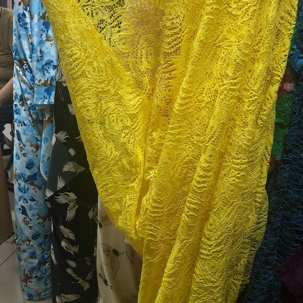 Kain Brokat Tile Akar Premium Mutiara Glitter Per Meter / Bahan Kebaya Gaun Mewah