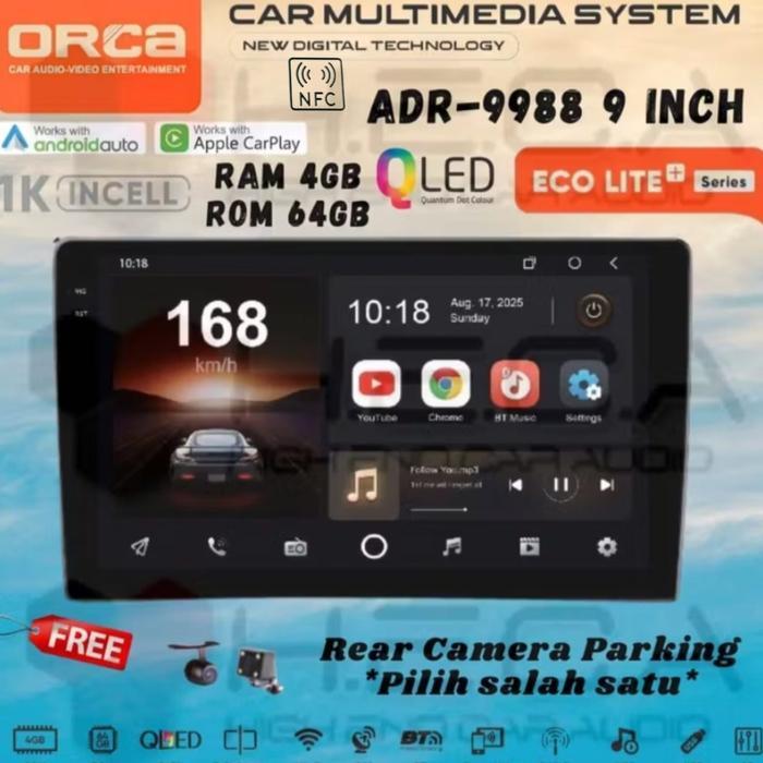 ORCA Eco Lite+ NFC Series 4/64 GB 9" inch Android Lite Plus ADR-9988 Head Unit Tape TV Mobil Lite +