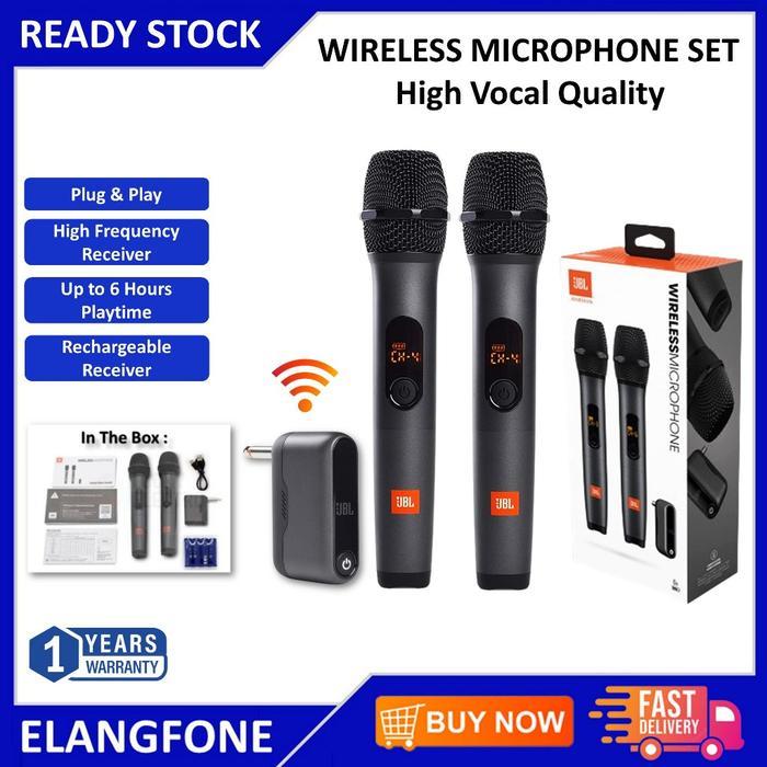 Jbl Microphone Wireless 2 Mic Profesional Mic Karaoke With Receiver