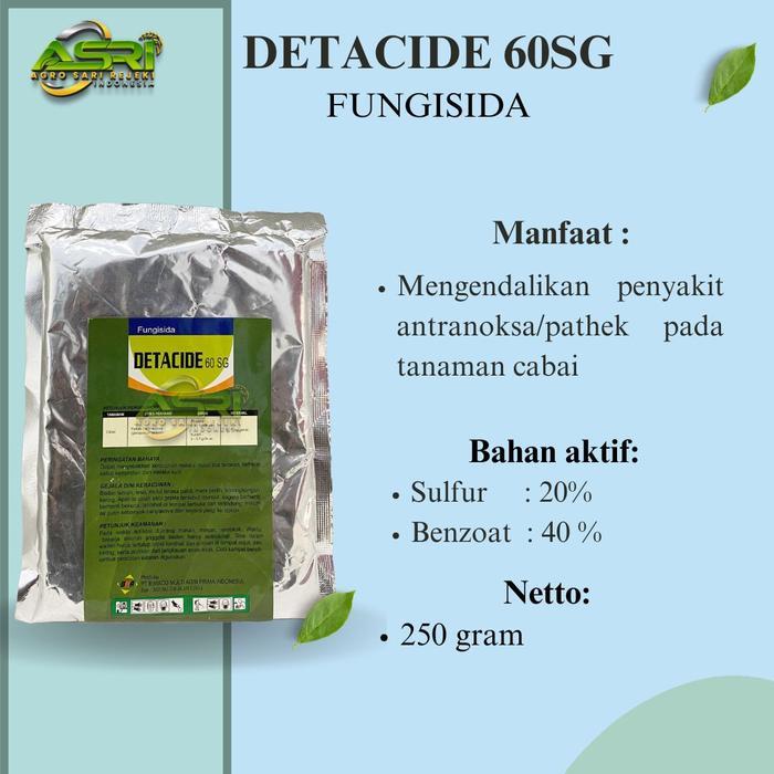 lumercok99 DETACIDE 60 SG 250 gram FUNGISIDA spesialis antranoksa / pathek cacar