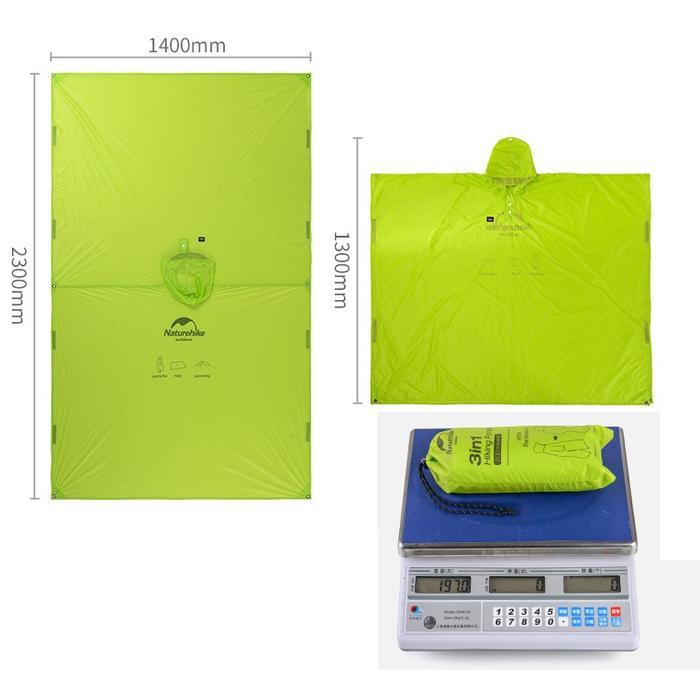 Jas Hujan Ponco Naturehike Nh17D002 20D 210T Raincoat Poncho 3In1