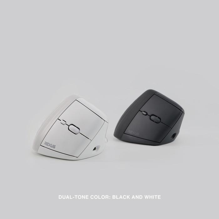 Rexus Clif II QV-270 Mouse Wireless Vertikal Ergonomis Hitam/Putih