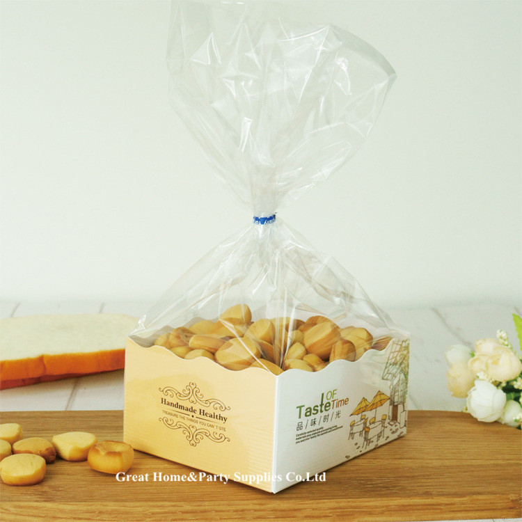 . 50/Pack Clear Biscuit Cookie Candy Bread Plastic Bags Paperboard -
