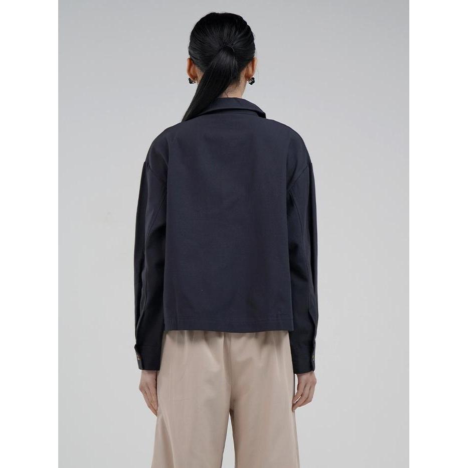 Sartorialele// Hardware Clothing Atasan Jaket Wanita Hardware Cropped Jacket Loose Big Pocket