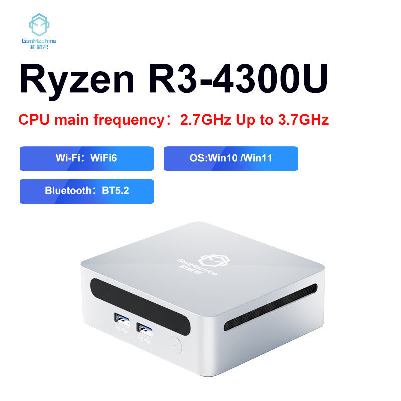 . Genmachine Mini Pc Amd Ryzen 3 4300U Cpu Windows 10/11 2.7Ghz Up -
