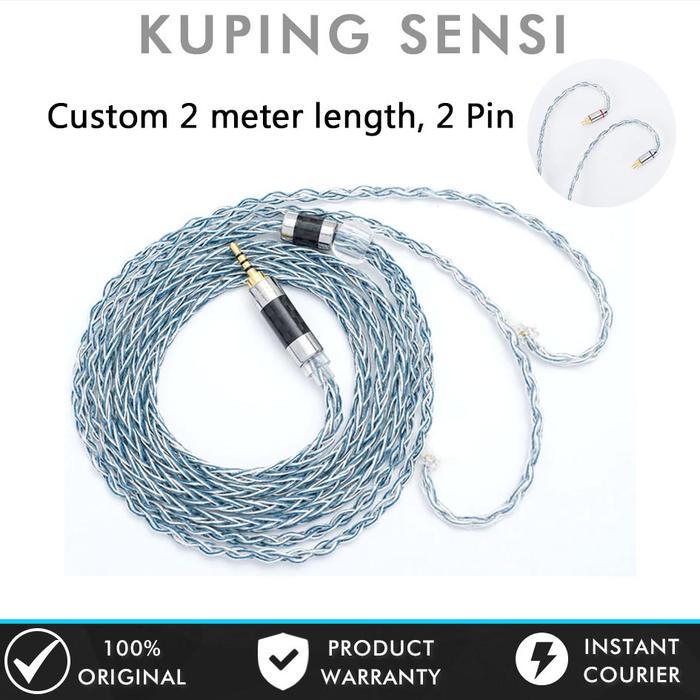 PROMO Kuping Sensi x XINHS Rainbow Blue Kabel IEM 2 Meter Custom With Mic / No Mic IEM Stage Drum