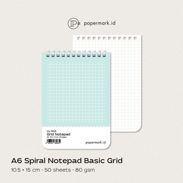 Papermark - A6 Spiral Notepad Basic Grid
