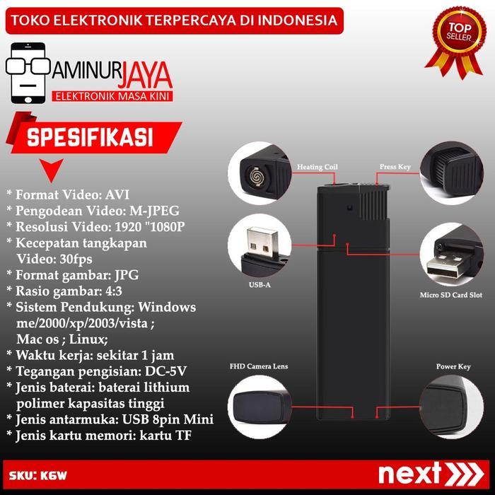 AMINURJAYA SPY CAMERA LIGHTER V18 WIFI KAMERA K6 KAMERA MINI PENGINTAI TERSEMBUNYI K6WIFI