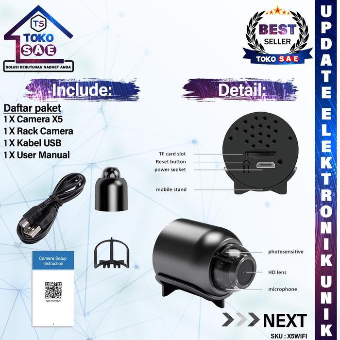 KAMERA MINI X5 HD 1080P WIFI MICRO CAMERA HIDDEN SPY CAM WIRELESS CCTV PENGINTAI RAHASIA TERSEMBUNYI