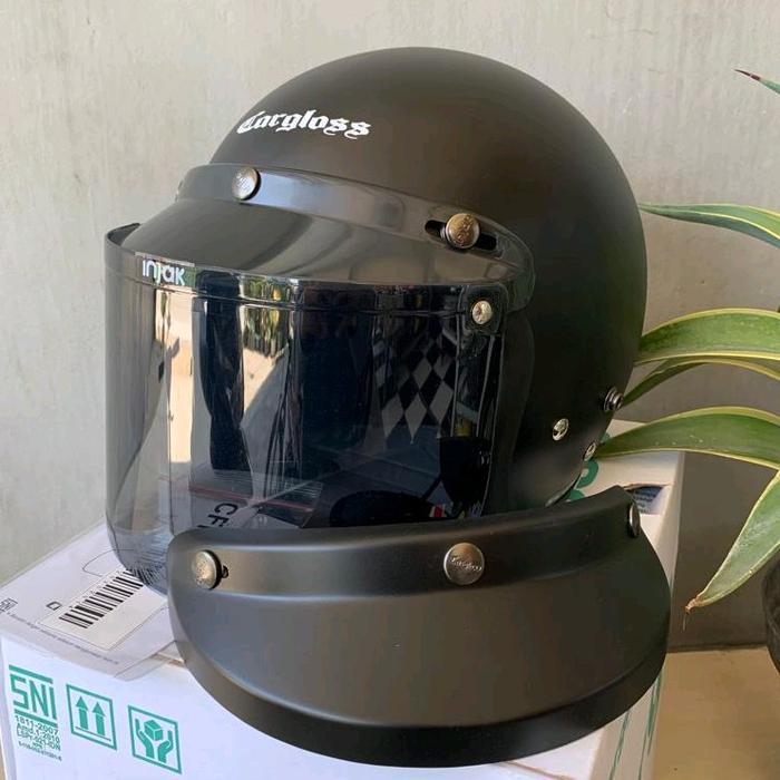 Helm Cargloss Cfm Original +Visor Flat Half Face