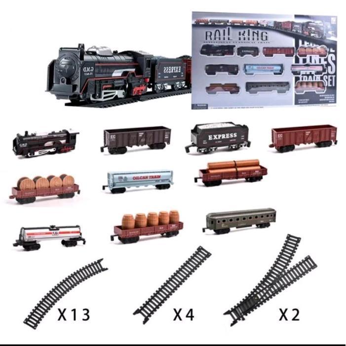 Mainan Anak Kereta Rail King Jumbo 19033/8 Mainan Kereta api Set Besar 19033-8