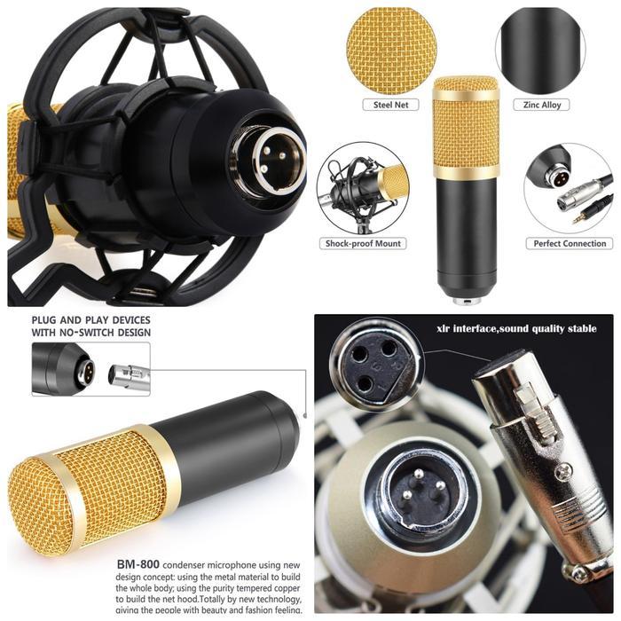 Paket Microphone Condenser Bm-800 Mikrofon Mic Bm 800 Bm800