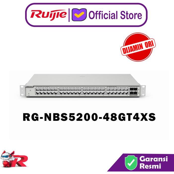Ruijie Rg-Nbs5200-48Gt4Xs, 48-Port Gigabit Layer 3 Non-Poe Switch, 4 Sfp+ Uplink