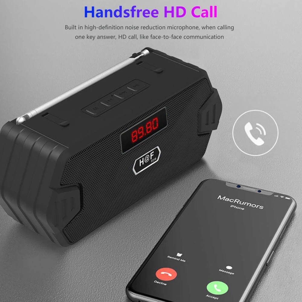 Radio FM Receiver Outdoor Portable Aux Wireless Bluetooth Speaker Subwoofer Music Sound Box Bass