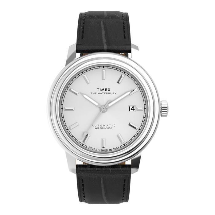 PROMO BESAR Jam Tangan Pria Timex Waterbury TW2Y22900 Metropolitan Automatic Silver Dial Black
