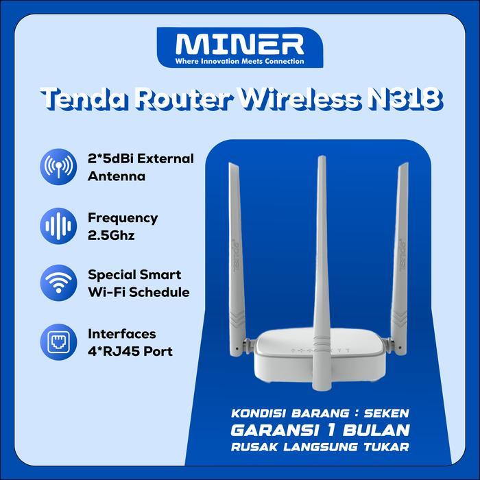Tenda N301 / N300 / N318 Router Wireless Access Point 300 Mbps 2.4Ghz With Adaptor