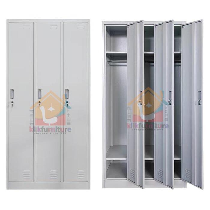 MURAH Locker Besi / Loker Besi / Loker 3 Pintu + Gantungan Baju LK11