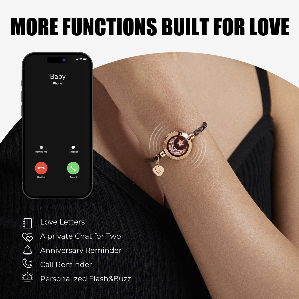 totwoo Long Distance touch Light up&Vibrate Bracelets for Couples, Long Distance Relationship Gifts