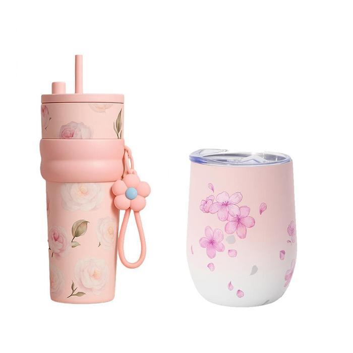 Mak SanBeli 1 Gratis 1 Tumbler Botol Minum Stainless Flower Edition 710Ml 360Ml Gratis Ongkir