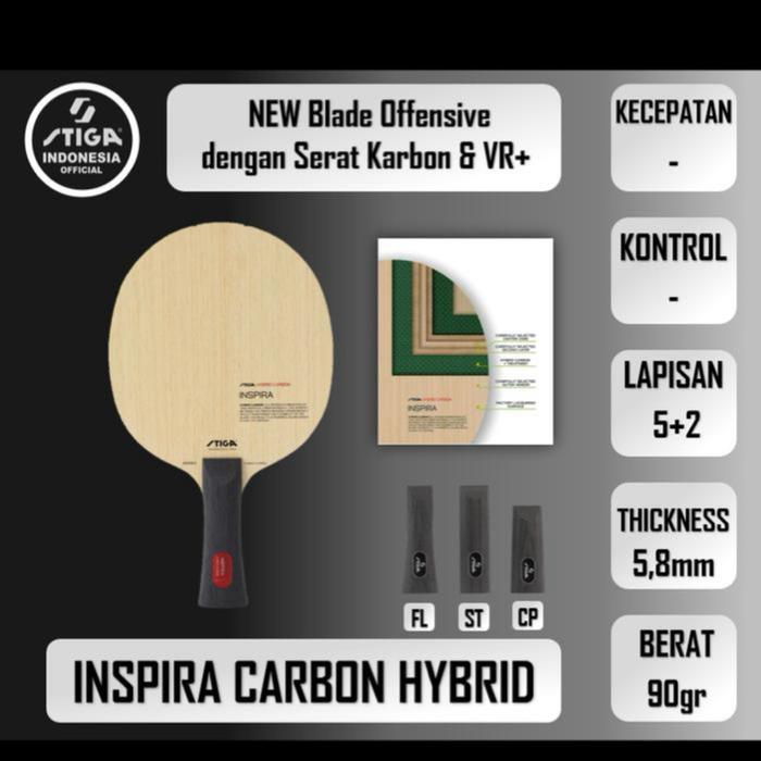 Bat Pingpong New STIGA INSPIRA Hybrid carbon - ITTF Approved Original