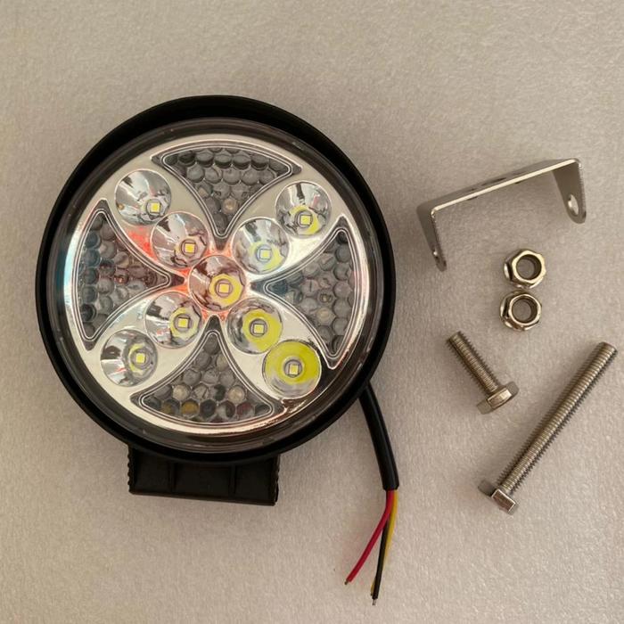 Ada Stok lampu sorot tembak 9 led 12-24 volt model bulat senja nyala rgb