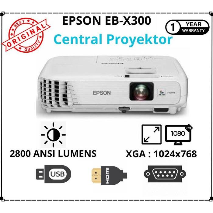 Epson Proyektor EB-X300 2800 Lumens HDMI Projector XGA 1024x768 3LCD Technology Garansi 1 Tahun Incl
