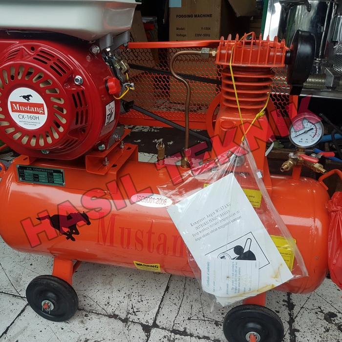 Kompresor 1/4 HP PK + Engine Bensin Mustang CX 160 Rakit Komplit