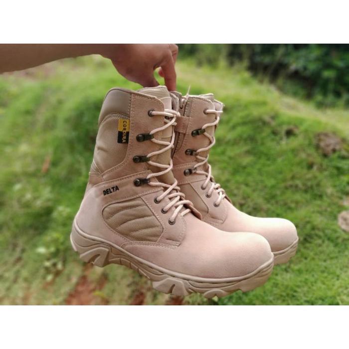 Sepatu Safety Pdl Delta Polpp Tactical Ujung Besi 8 inci Coklat