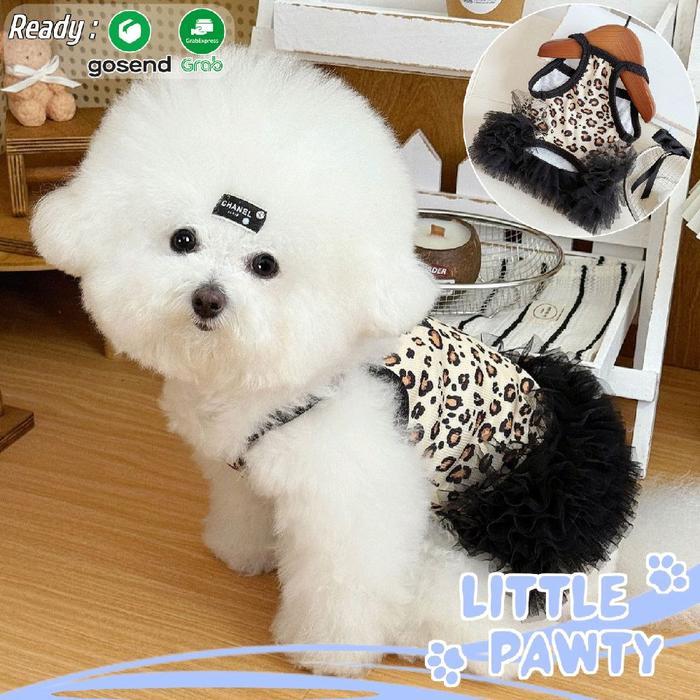 Leopard Tutu Dress Baju Anjing Kucing Gaun Princess Betina Hewan Peliharaan Anabul Dog Cat