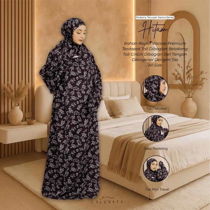 Lalunata - Mukena Terusan Savira Motif Jumbo Rayon Premium Dewasa Bahan Rayon Viscose