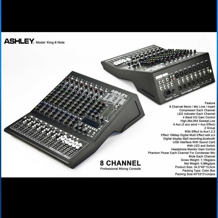 Mixer Audio Ashley King8 Note/King 8 Note Usb-Bluetooth-Recording Pc