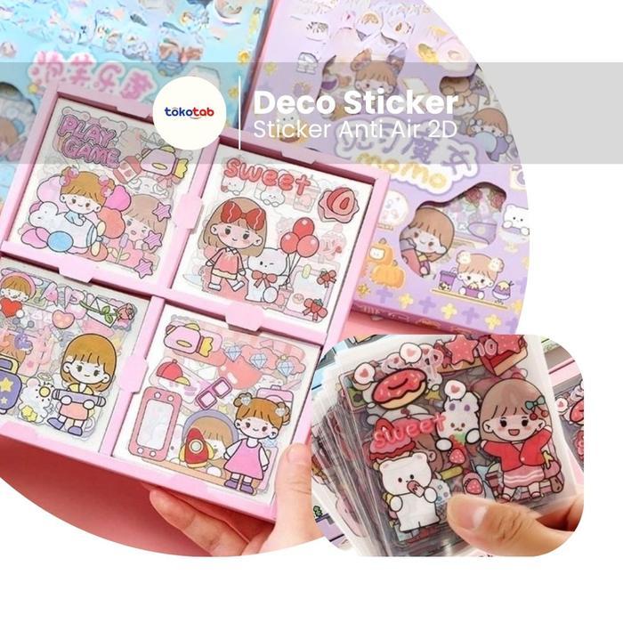PROMO Sticker Transparan Cute Sticker Stiker PET Anti Air 100Pcs