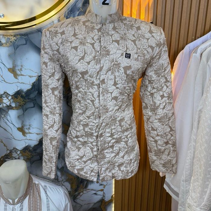 Jas Koko Dewasa Futuro Embos Timbul Pria Formal Lengan Panjang Coklat Kantong Muslim