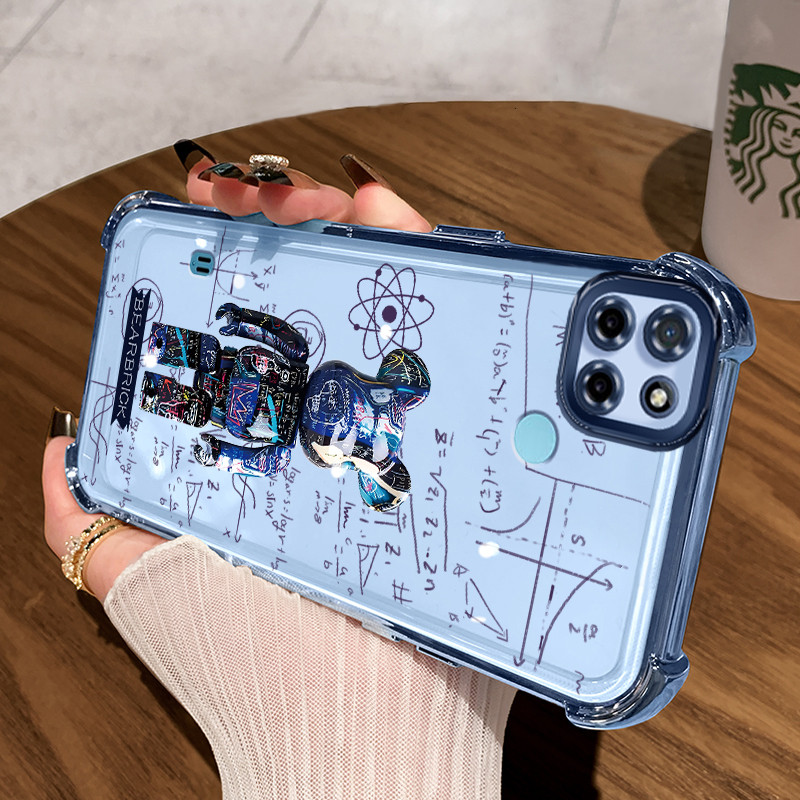 Casing Hp untuk Realme C21Y Realme C25Y C21 C15 Case Rumus Matematika Beruang Kasing Transparan Cesi