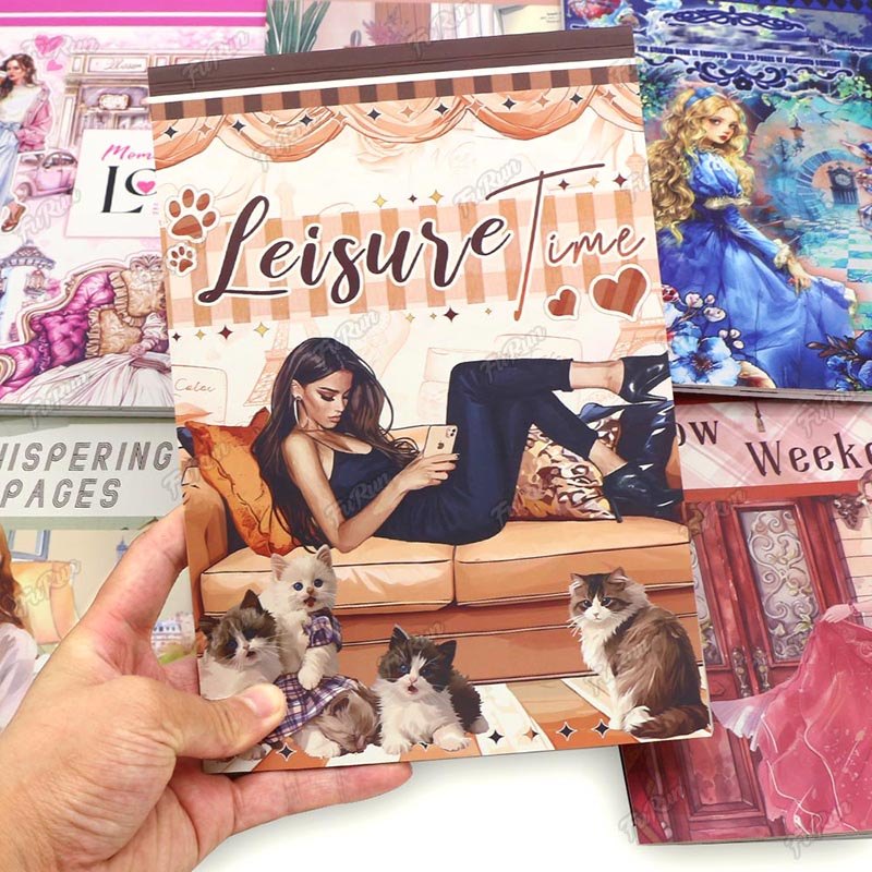 Girls Flower Sticker Book Pre-Cut Vintage Stickers Scrapbooking Large Size PET Washi Paper Stickers