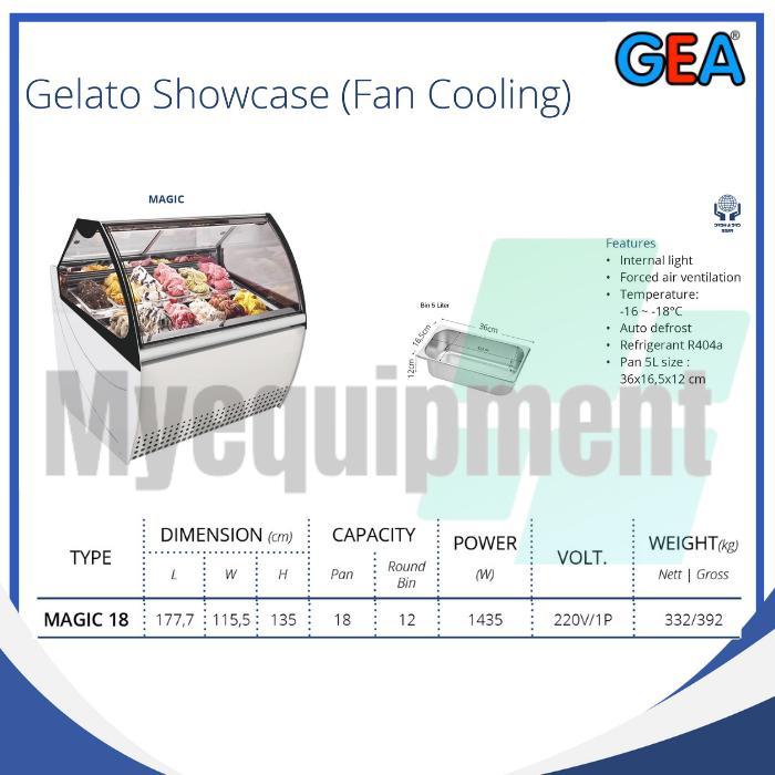 GELATO SHOWCASE FAN COOLING DISPLAY GELATO ES KRIM  GEA MAGIC 18