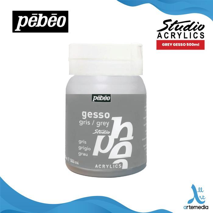 Pebeo Studio Acrylic Gesso Medium 500 ml White Gesso, Black Gesso, Grey Gesso Lapisan Dasar Lukisan