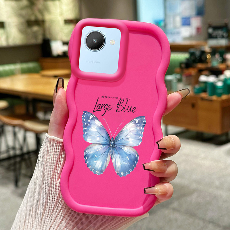 Casing Hp Untuk Realme C30 C30s Narzo 50i Prime Case Label Kupu-kupu Cesing Polos Kasing Macaron gel