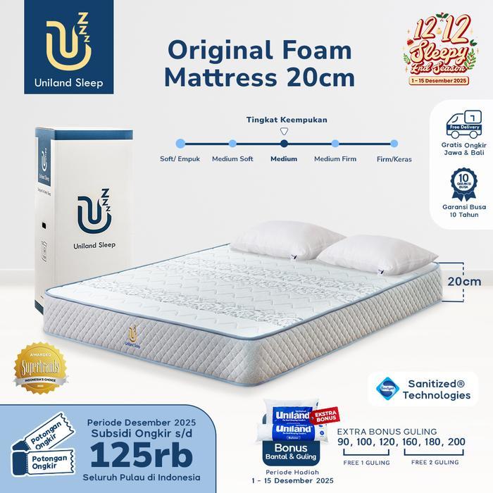 Kasur Busa Uniland Sleep Original 20cm Foam Mattress Box FREE BANTAL