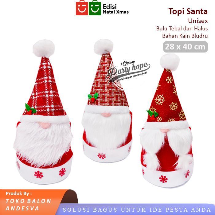 topi natal santa jenggot / aksesoris natal santa / topi santa