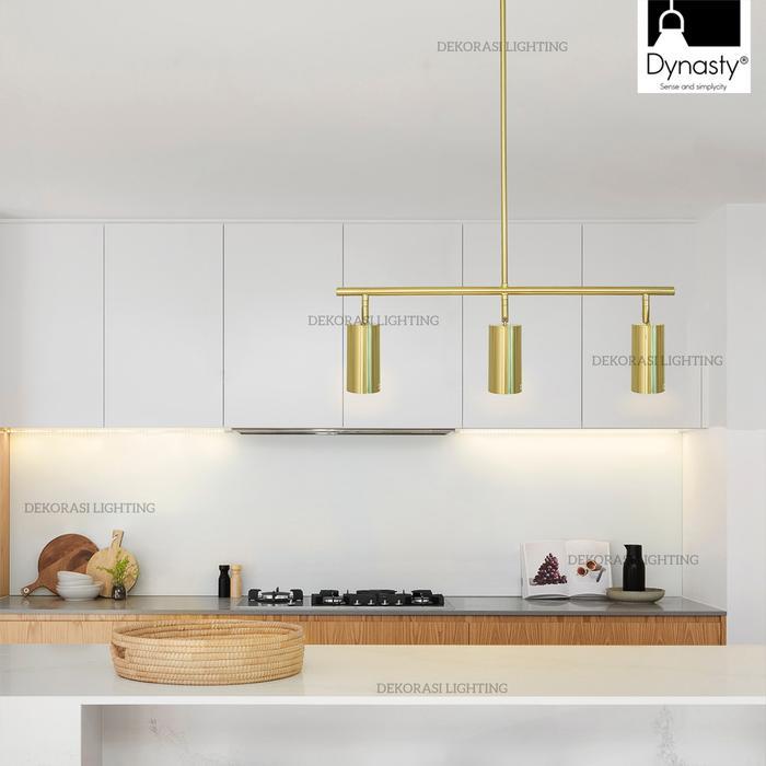 Lampu gantung sorot panjang 60cm gold 3L spotlight meja mini bar