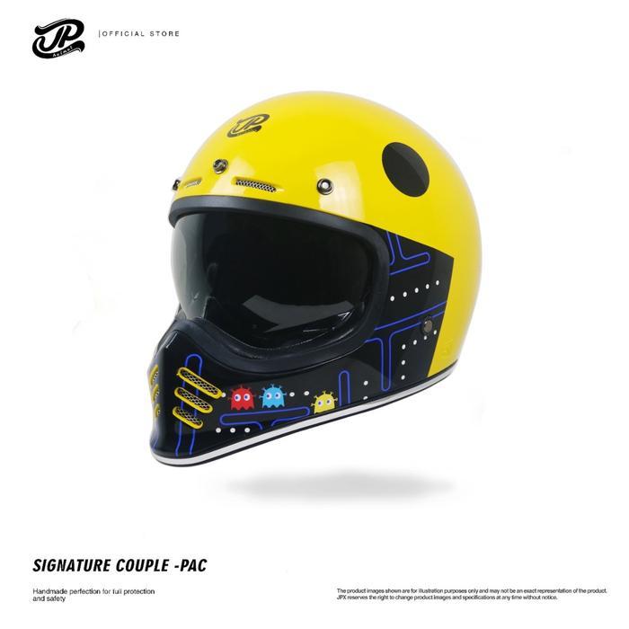 Helm Full Face Pria Wanita Retro Cakil Harian Motor Tebal Nyaman SNI DOT JP Retro Signature Couple -