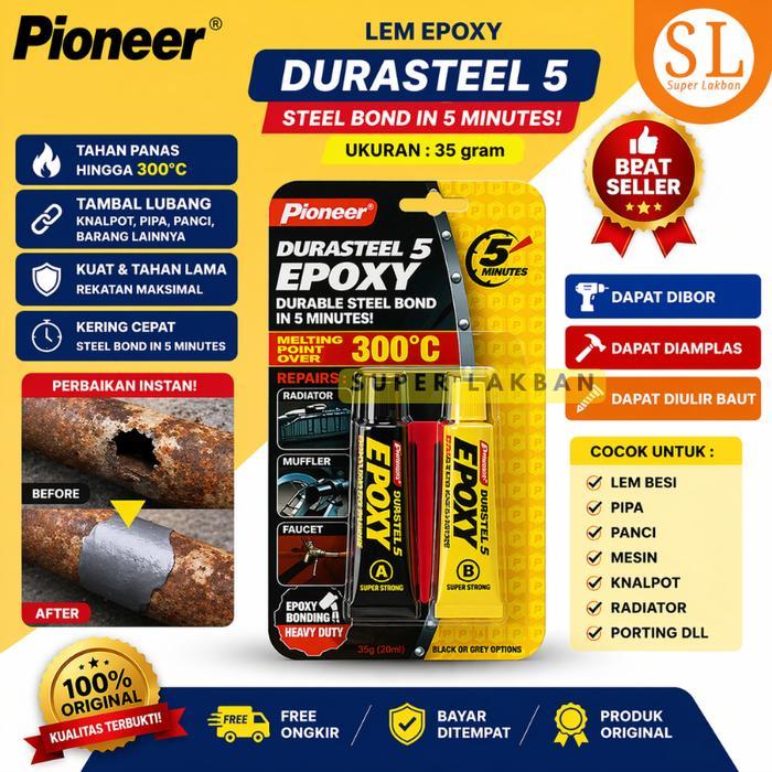 Lem Besi Tahan Panas 300C Durasteel Epoxy 5 Menit Lem Mesin Radiator