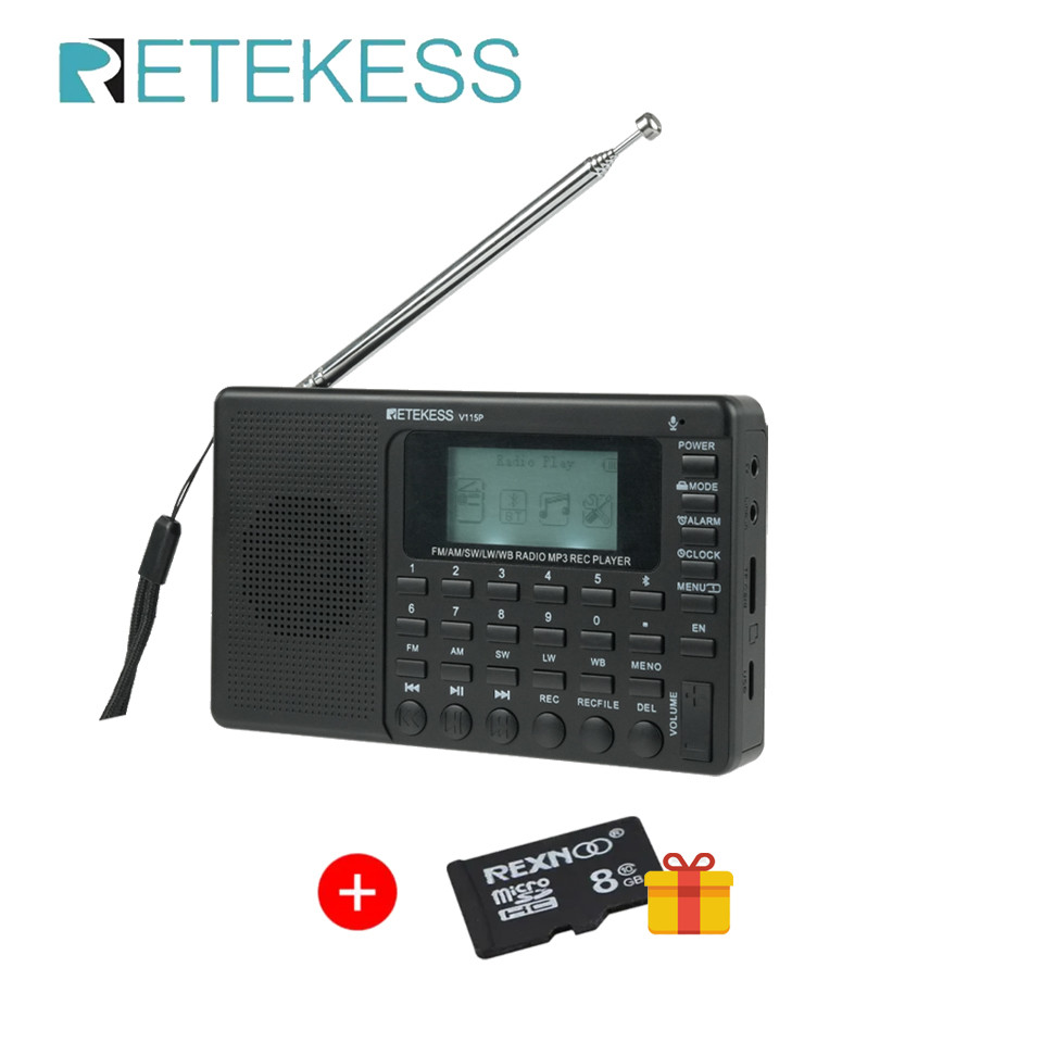 Retekess V115P Radio FM AM SW LW WB Portable Radios Rechargeable Shortwave Radio Battery Powered