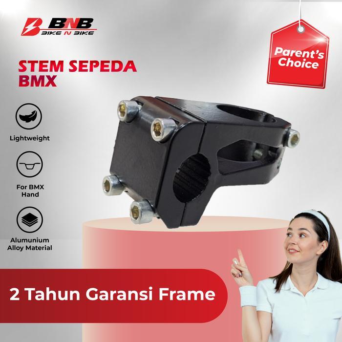 BikeNBike - Stem Sepeda Bahan Alloy / Tiang Dudukan Sepeda / Stem Sepeda BMX INTER Polos Hitam